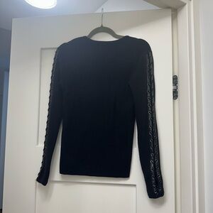 Ramy Brook Black Lace-Up Long Sleeve Sweater